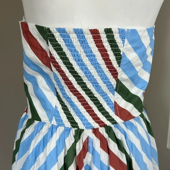 Anthropologie Maeve Halter Midi Sundress Blue White Red Green Sz M NEW - Picture 12 of 16